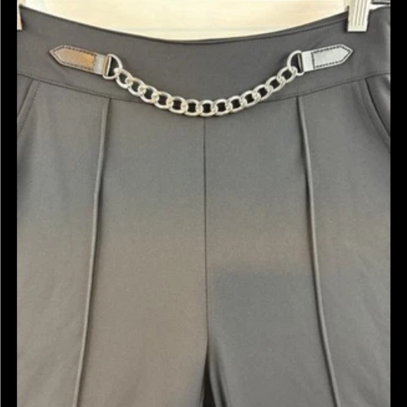 Lauren Ralph Lauren Women’s Chain Trim Pleated Black Jersey Wide Leg Pants Sz 6P - Picture 4 of 7